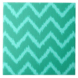 Ikat Chevrons - Türkis und Wasser Fliese