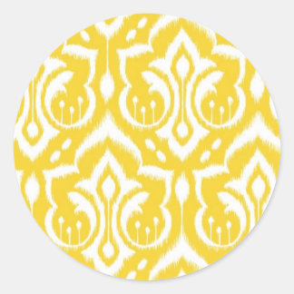 Ikat Damask - Gelb leuchtend Runder Aufkleber