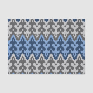 Ikat Damask (Marokko), blau und grau/grau Seidenpapier