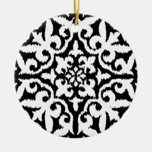 Ikat damask pattern - Black and White Keramikornament