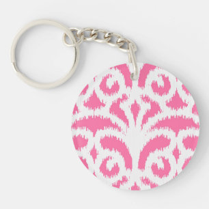 Ikat Damask pattern - Fluoreszenzfarbstoff Pink Schlüsselanhänger