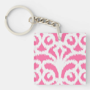Ikat Damask pattern - Fluoreszenzfarbstoff Pink Schlüsselanhänger