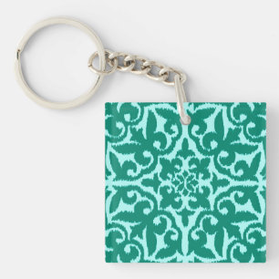 Ikat damask pattern - Turquoise and Aqua Schlüsselanhänger