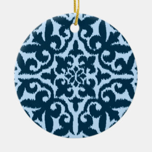 Ikat-Damasmuster - Dunkle Indizierung und hellblau Keramik Ornament