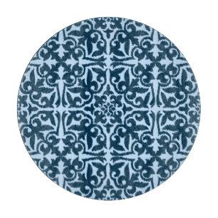 Ikat-Damasmuster - Dunkle Indizierung und hellblau Schneidebrett