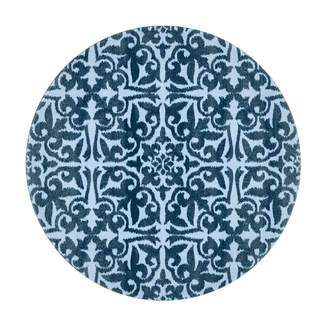 Ikat-Damasmuster - Dunkle Indizierung und hellblau Schneidebrett (Vorderseite)