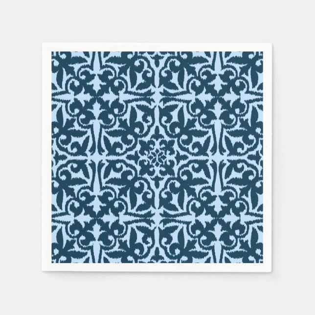 Ikat-Damasmuster - Dunkle Indizierung und hellblau Serviette (Vorderseite)