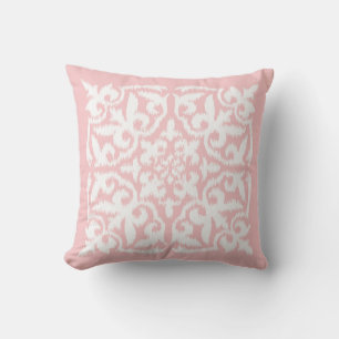 Ikat-Damast-Muster - blassrosa und weiß Kissen