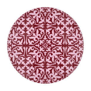 Ikat-Damast-Muster - Burgund und Rosa Schneidebrett