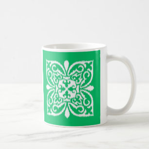 Ikat-Damast-Muster - Jade grün und weiß Kaffeetasse