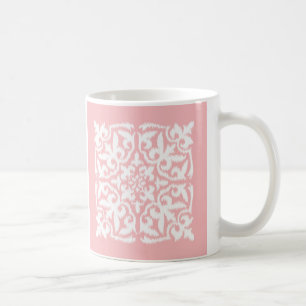 Ikat-Damast-Muster - Muschel pink und weiß Kaffeetasse