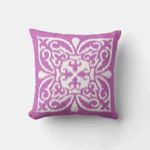 Ikat-Damast-Muster - orchid und weiß Kissen