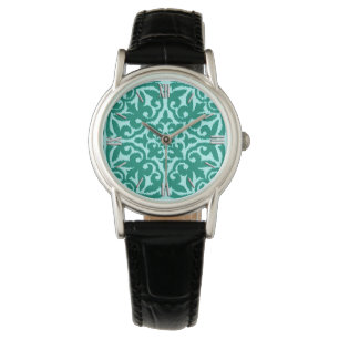 Ikat-Damast-Muster - Türkis und Aqua Armbanduhr