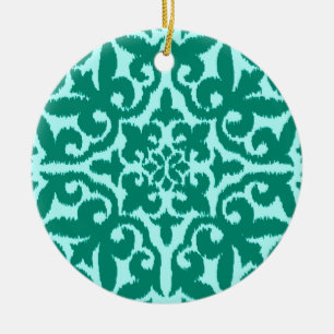 Ikat-Damast-Muster - Türkis und Aqua Keramik Ornament