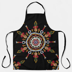 Ikat Damast Rot Grün Vintage Schürze