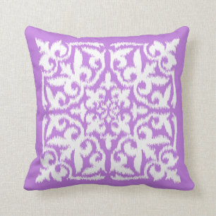 Ikat Damastmuster - Lavendel und Weiß Kissen