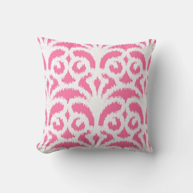 Ikat Damastmuster - Pink Kissen (Vorderseite)