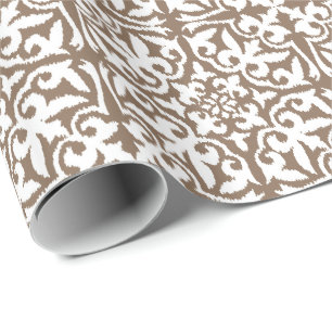 Ikat Damastmuster - Taupe TAN und Weiß Geschenkpapier