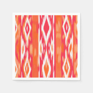 Ikat Design Paper Napkins Orange und Pink Serviette