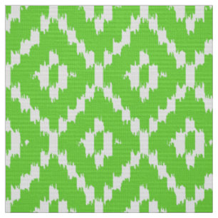 Ikat Diamant-Muster - Limones Grünes und Weiß Stoff