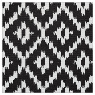 Ikat Diamant-Muster - Schwarzweiss Stoff
