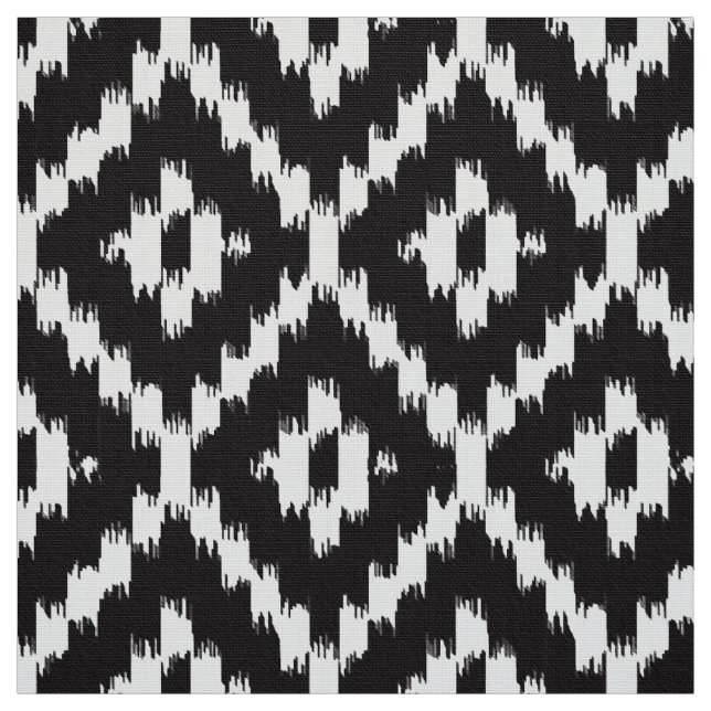 Ikat Diamant-Muster - Schwarzweiss Stoff (Muster)