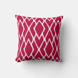 Ikat-Diamanten - rot und weiß rubinrot Kissen