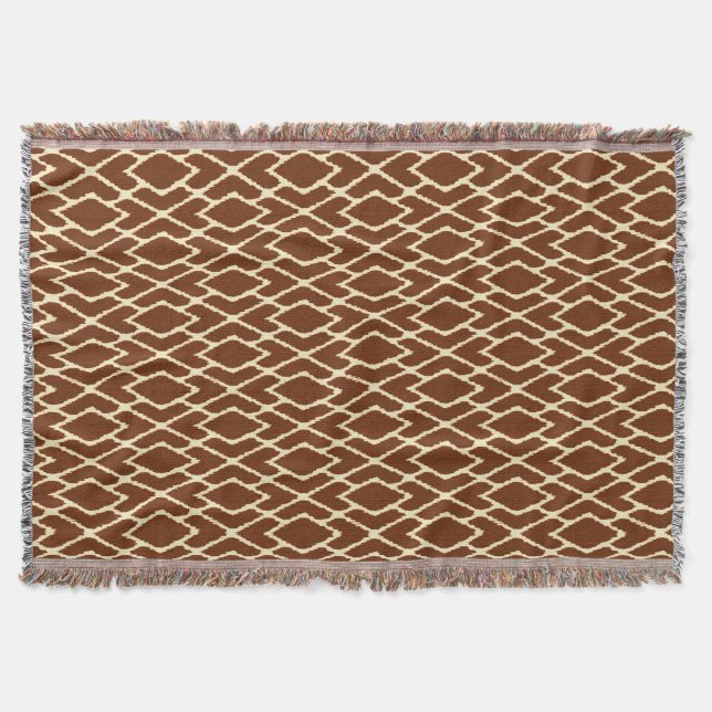 Ikat-Diamanten - Schokoladenbraun und Sahne Decke (Vorderseite)