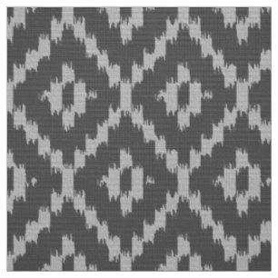 Ikat Diamond Muster - Kohle und Silbergrau Stoff