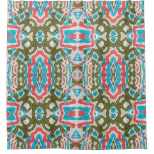 Ikat Ethnic: Abstraktes Shaman-Muster Duschvorhang