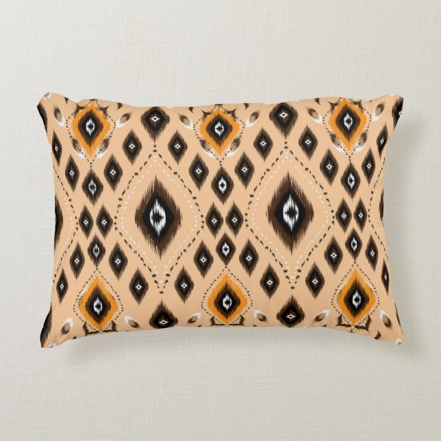 Ikat Ethnic Geometric Folklore Muster Dekokissen (Vorderseite)