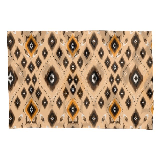 Ikat Ethnic Geometric Folklore Muster Kissenbezug (Vorderseite)