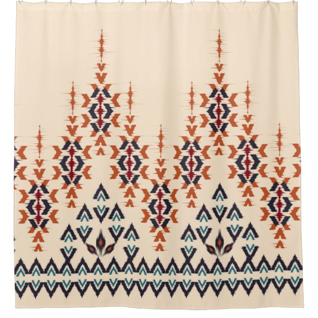 Ikat ethnisch abstrakte schöne Kunst. Ikat nahtlos Duschvorhang (Vorderseite)
