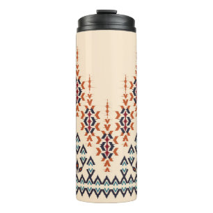 Ikat ethnisches abstraktes schönes Kunstwerk. Ikat Thermosbecher