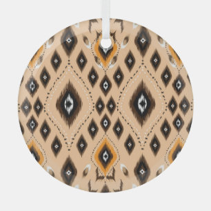 Ikat-ethnisches geometrisches Folklore-Muster Ornament Aus Glas