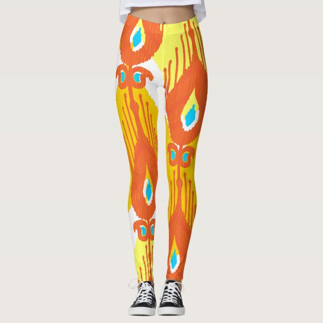 Ikat Fabric Muster: Ethnisch Vintages Design. Leggings (Vorderseite)