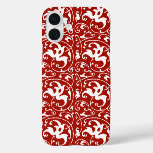 Ikat Floral Damask - dunkelrot und weiß title_seo2