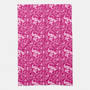 Ikat Floral Damask - Fuchsia und Pink Handtuch