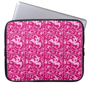 Ikat Floral Damask - Fuchsia und Pink Laptopschutzhülle