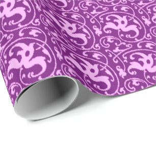 Ikat Floral Damask - Orchid und Lila Geschenkpapier
