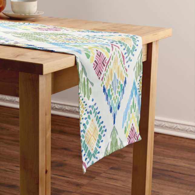 Ikat Floral Nahtloses Muster Kurzer Tischläufer (Beispiel)
