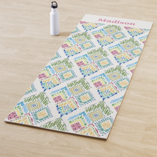 Ikat Floral Nahtloses Muster Yogamatte (Beispiel)