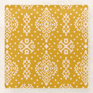 Ikat Folklore-Ornament - ethnische Textur. Glasuntersetzer