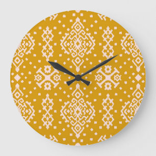 Ikat Folklore-Ornament - ethnische Textur. Große Wanduhr