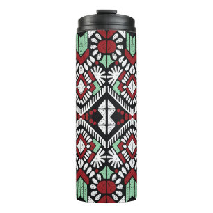 Ikat geometrische Folklore-Ornament. Ethische Stä Thermosbecher