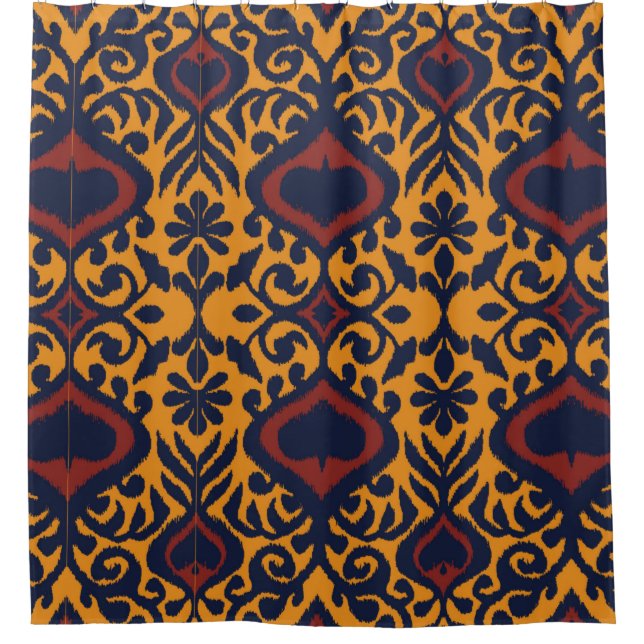 Ikat geometrische Folklore-Ornament. Orientalische Duschvorhang (Vorderseite)