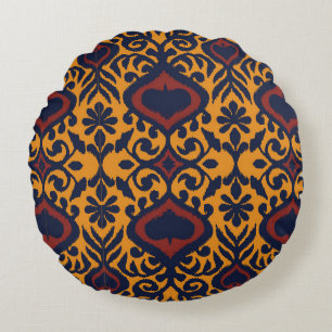 Ikat geometrische Folklore-Ornament. Orientalische Rundes Kissen