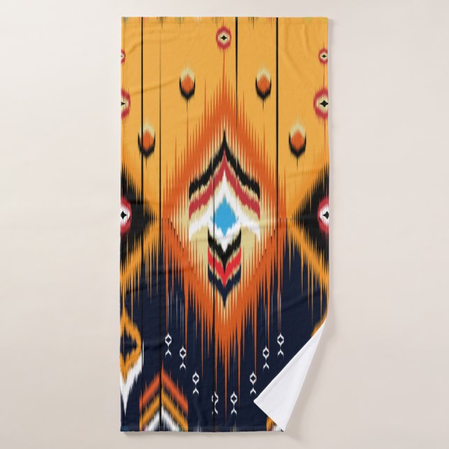 Ikat geometrische Folklore-Ornament. Stammesvölker Badehandtuch (Badehandtuch)