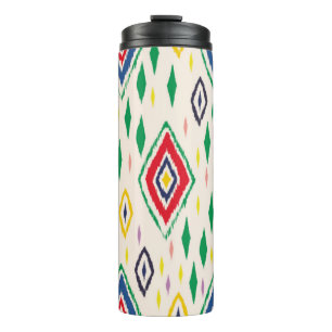 Ikat geometrisches Folklore-Ornament mit Diamanten Thermosbecher