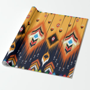 Ikat geometrisches Folklore-Ornament. Stammesethni Geschenkpapier